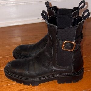 Black Genuine Leather Ankle Boots